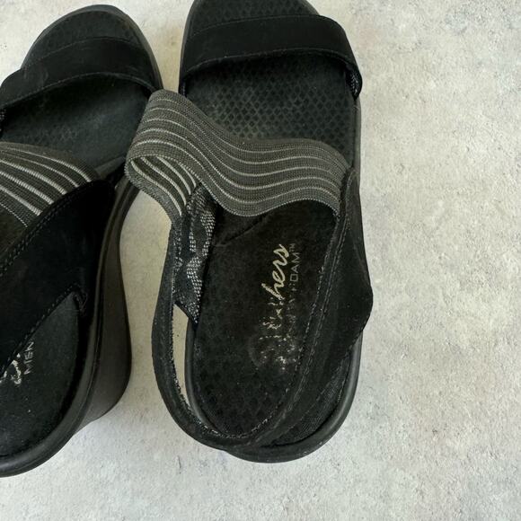 Skechers Rumblers Sci-Fi Wedge Sandal Black Memory Foam 38472 Women's Size 9 - Picture 8 of 13